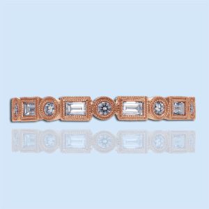 rose gold wedding band with diamond pattern