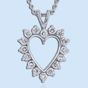 diamond heart pendant in white gold