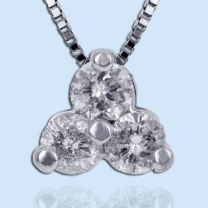 three stone natural diamond pendant