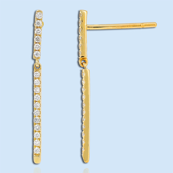 yellow gold diamond dangle earrings with posts