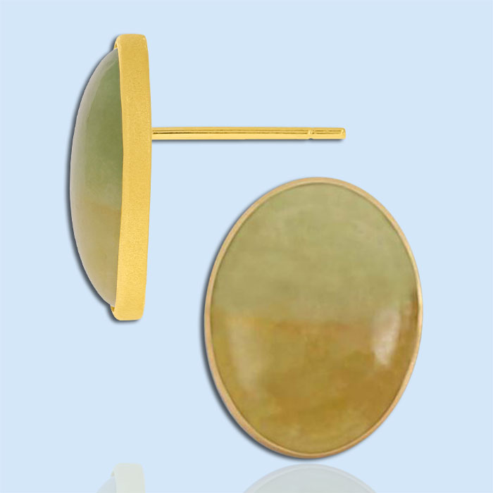 Jadeite oval cabochon earrings