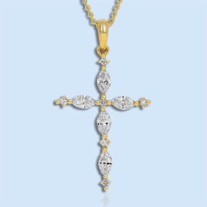 diamond cross pendant with marquise diamonds