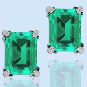 emerald cut emerald stud earrings in white gold