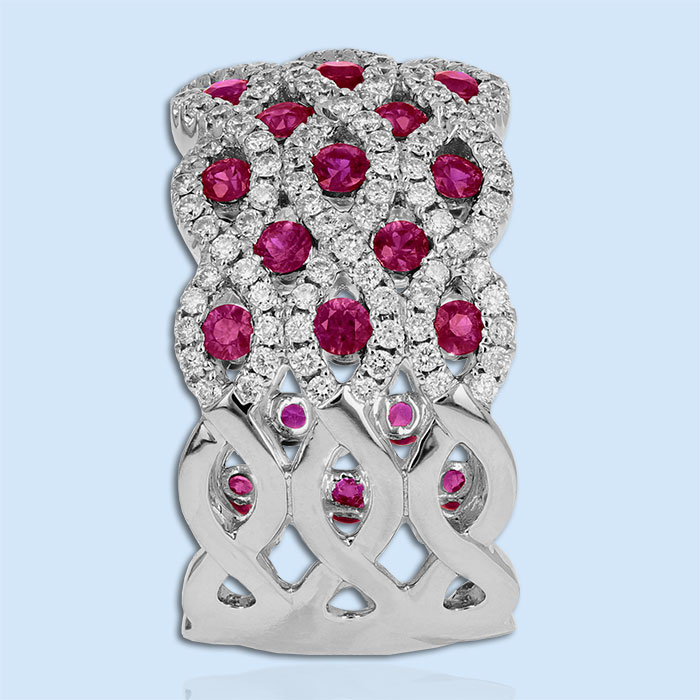 ruby and diamond lattice infinity ring