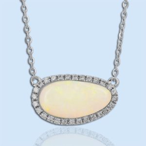 white opal halo necklace