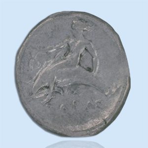 Boy on Dolphin coin from calabria, taras