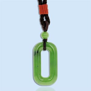 open Rectangular nephrite jade necklace on cord