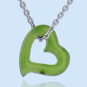 floating heart nephrite jade pendant