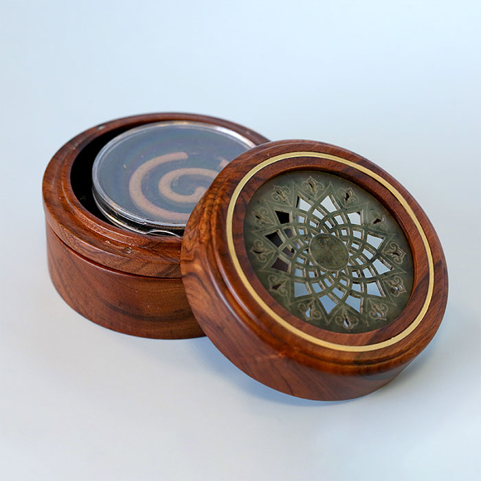 nephrite jade and wooden incense burner