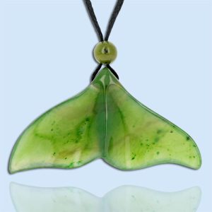 nephrite jade whale tale necklace on adjustable cord