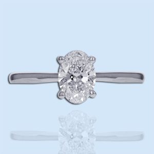lab grown oval diamond solitaire in white gold