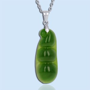 Jade Pea Pod Pendant with a sterling silver chain